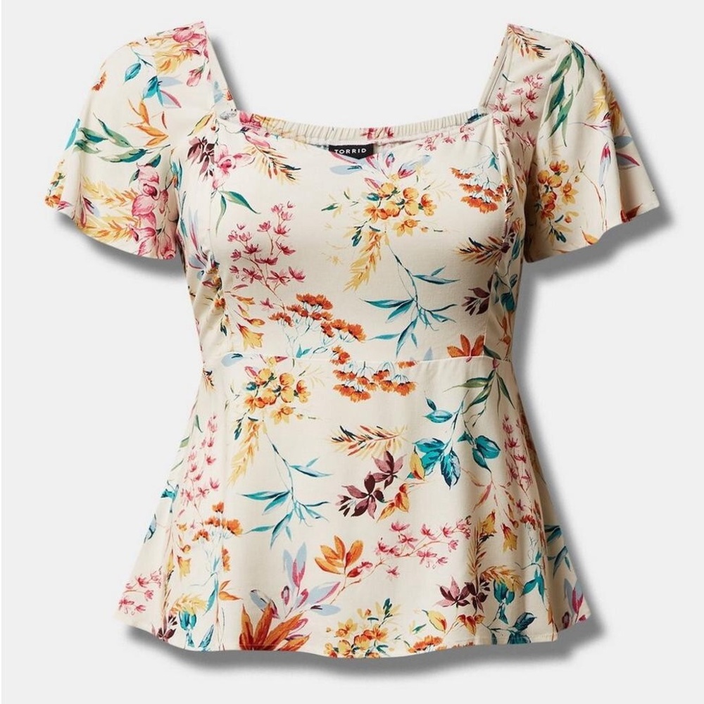 Torrid Multicolor Challis Sweetheart Floral Blouse Summer